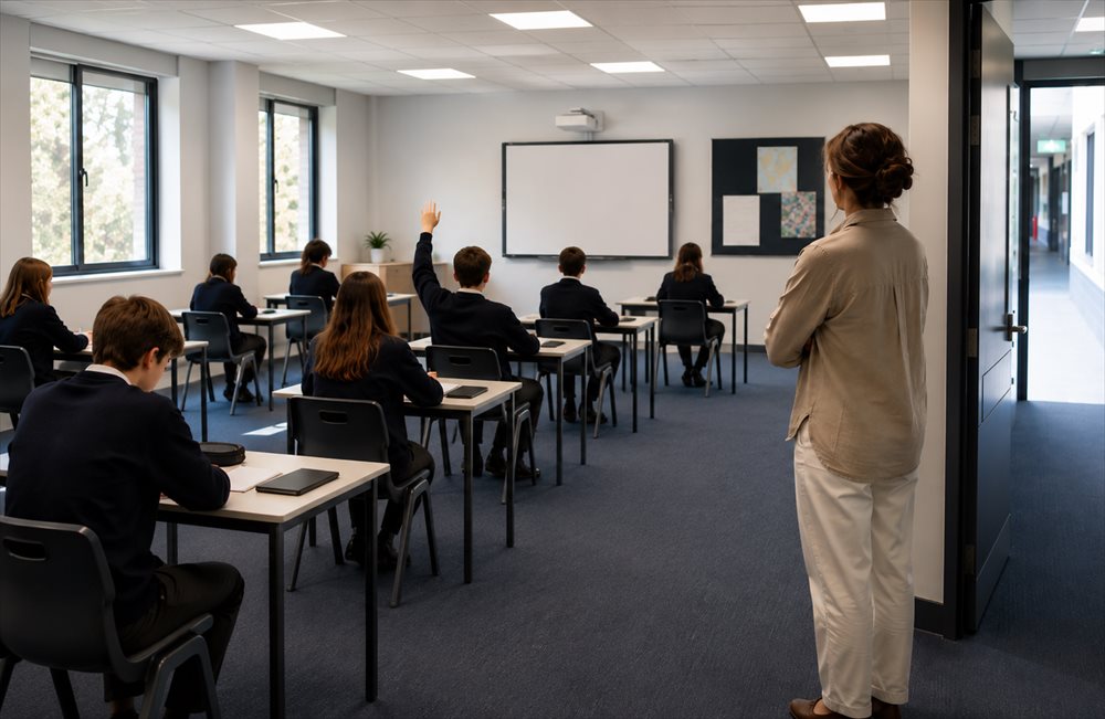 Teacher watching students